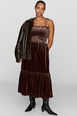By Anthropologie Peregrine Velvet Midi Dress