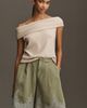 By Anthropologie Pleated Lace-Hem Knee-Length Shorts - 1