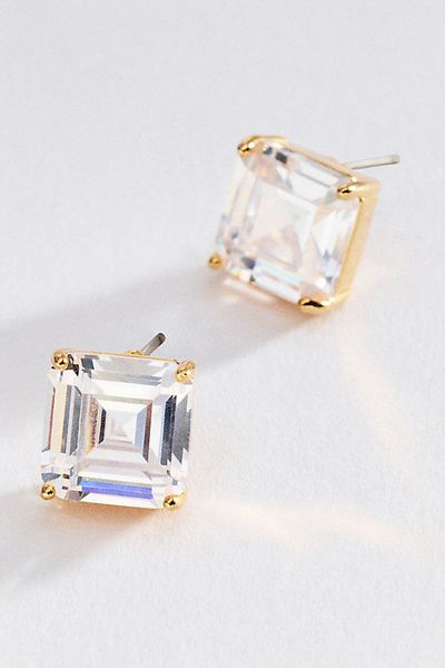 By Anthropologie Princess Cut Crystal Post Earrings