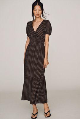 By Anthropologie Puff Sleeve Waisted Maxi Dress