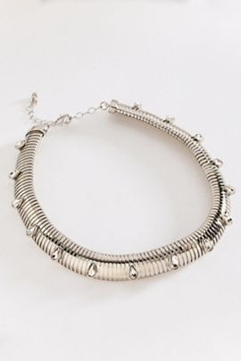 By Anthropologie Ribbed Crystal Collar Necklace