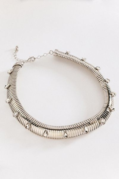 By Anthropologie Ribbed Crystal Collar Necklace