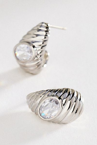 By Anthropologie Sculptural Ribbed Crystal Post Earrings