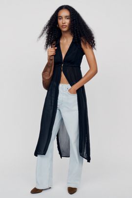 By Anthropologie Sheer Ruffle Tunic Top