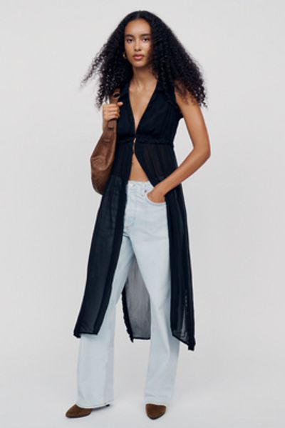 By Anthropologie Sheer Ruffle Tunic Top