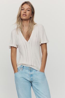 By Anthropologie Short-Sleeve Cable Knit Sweater