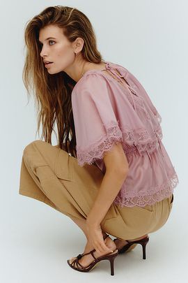 By Anthropologie Silken Lace Blouse