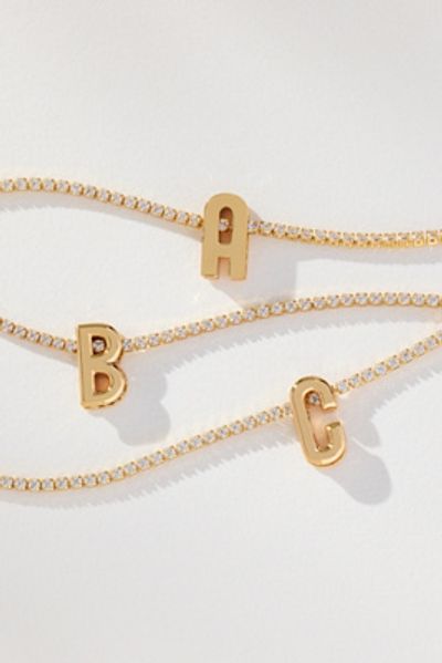 By Anthropologie Small Shimmered Monogram Tennis Necklace