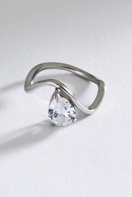 By Anthropologie Solitaire Gemstone Water-Resistant Squiggle Ring
