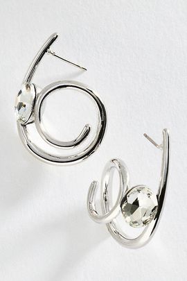 By Anthropologie Spiral Crystal Hoop Earrings