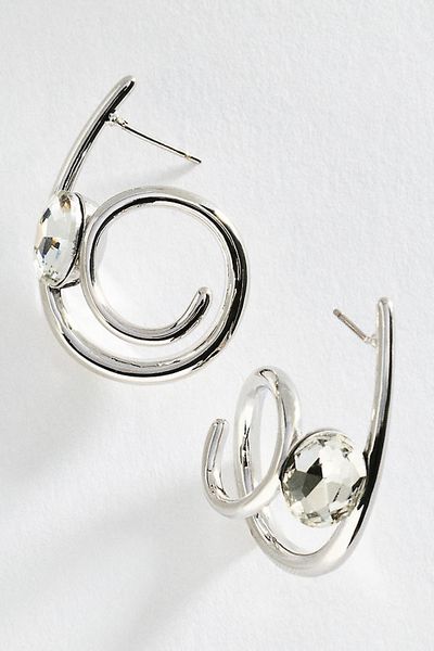By Anthropologie Spiral Crystal Hoop Earrings