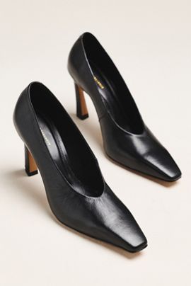 By Anthropologie Square-Toe Leather Pumps