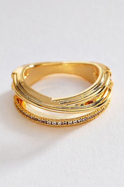 By Anthropologie Stacked Crystal Ring