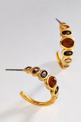 By Anthropologie Stone and Crystal Hoop Earrings