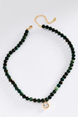 By Anthropologie Stone Beaded Pendant Necklace