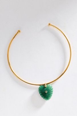 By Anthropologie Stone Heart Pendant Collar Necklace