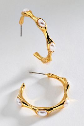 By Anthropologie Stone Hoop Earrings