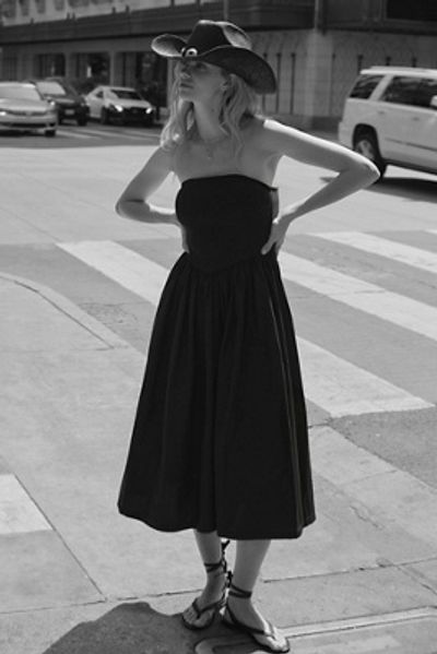 navy blue dress for baby girl Vintage Street Style A-Line Dusty Blue Dress with Hollow Out Design and O Neck Pleating for Women main image 0