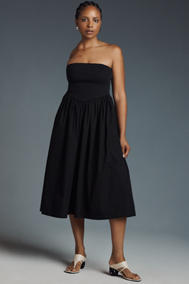 chinese dress ladies By Anthropologie Scoop-Neck A-Line Midi Dress  White Chocolate Couture