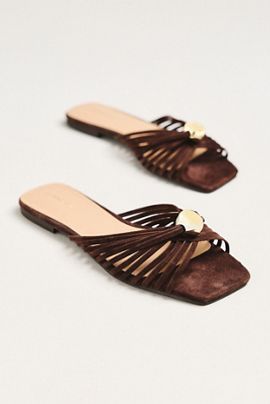 By Anthropologie Strappy Square-Toe Slide Sandals