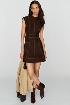 By Anthropologie Suede Seamed Mini Dress