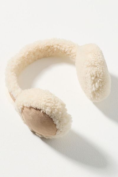 By Anthropologie Suede Sherpa Fleece Earmuffs