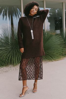 By Anthropologie Sweater Lace Midi Dress