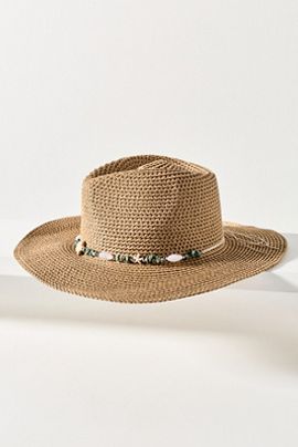 By Anthropologie Tea Stained Beaded Rancher Hat