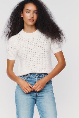 By Anthropologie Textured Puff-Sleeve Sweater