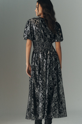 By Anthropologie - The Katerina Metallic Lace Button-Front Dress