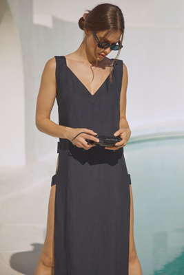 anthropologie black long dress Anthropologie BHLDN Dylan Satin One Shoulder Slit Gown Size 14 Black –  Finds For You