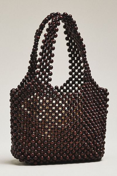 By Anthropologie The Sonia Wood Bead Mini Slouchy Tote Bag
