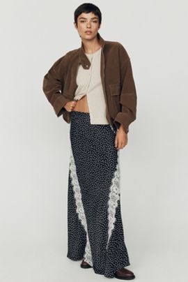 By Anthropologie Tilda Lace-Trim Maxi Slip Skirt
