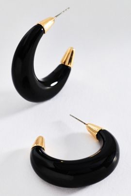 By Anthropologie Tipped Resin Hoop Earrings