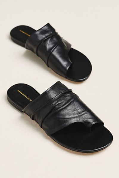 By Anthropologie Toe-Loop Leather Wrapped Slide Sandals