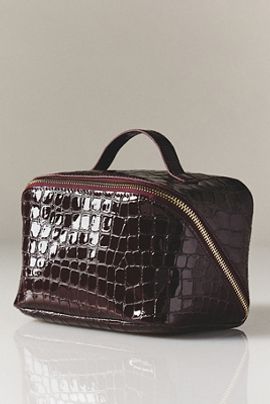 By Anthropologie Top Handle Croc Cosmetic Bag