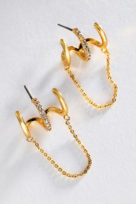 By Anthropologie Triple Piercing Chain Hoop Earrings