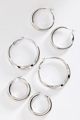 By Anthropologie Twisted Hoop Earrings, Set of 3