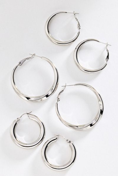 By Anthropologie Twisted Hoop Earrings, Set of 3