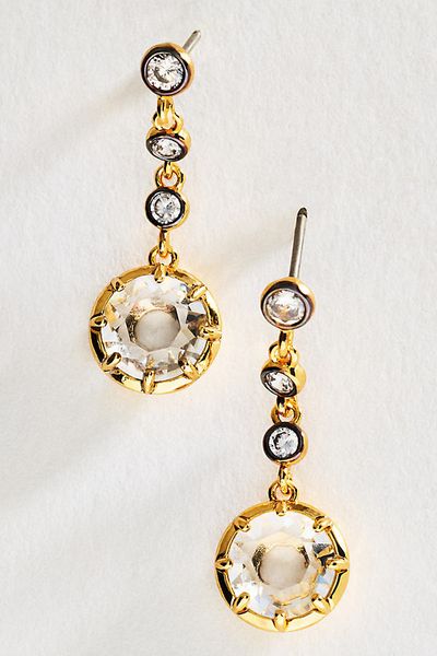 By Anthropologie Two Tone Round Crystal Earrings