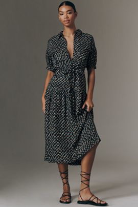 by anthropologie linen fringe column midi dress Linen Fringe Column Midi Dress