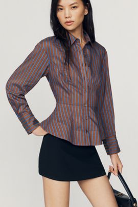 By Anthropologie Waisted Silken Buttondown Top