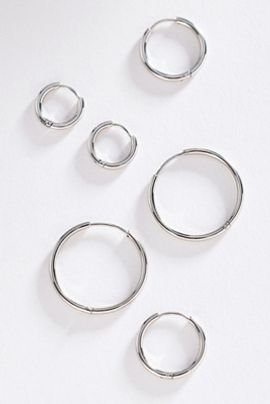 By Anthropologie Water-Resistant Hoop Earrings, Set of 3