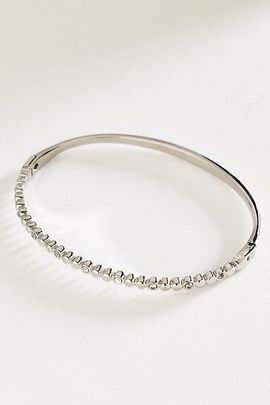 By Anthropologie Water Resistant Bezel-Set Crystal Station Bangle Bracelet