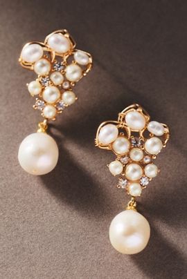 By Anthropologie Weddings By Anthropologie Clustered Pearl Crystal Earrings