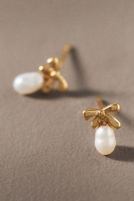 By Anthropologie Weddings By Anthropologie Dainty Pearl Bow Earrings