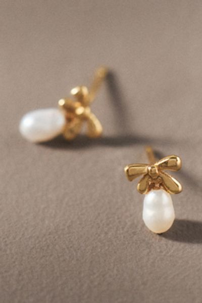 By Anthropologie Weddings By Anthropologie Dainty Pearl Bow Earrings