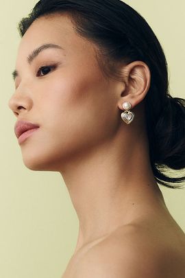 By Anthropologie Weddings By Anthropologie Pearl Heart Drop Earrings