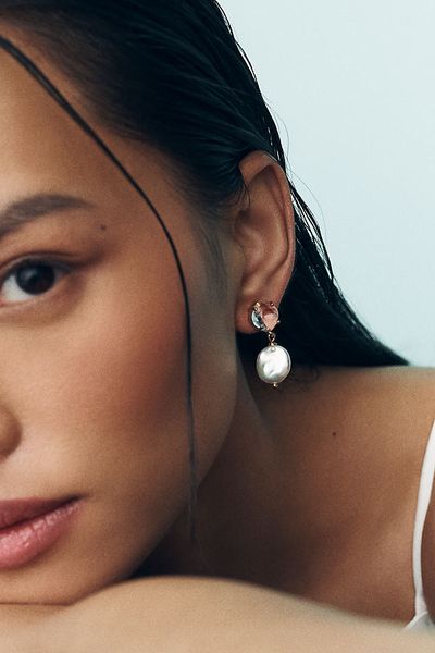 By Anthropologie Weddings Crystal Pearl Stud Earrings