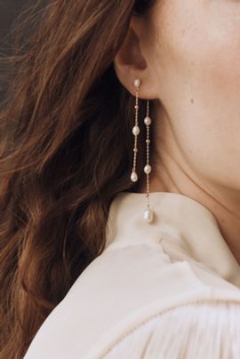 By Anthropologie Weddings Double-Chain Pearl Dangle Earrings